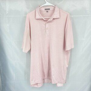Peter Millar Men L Summer Comfort Golf Performance Polo Shirt Striped Pink Top